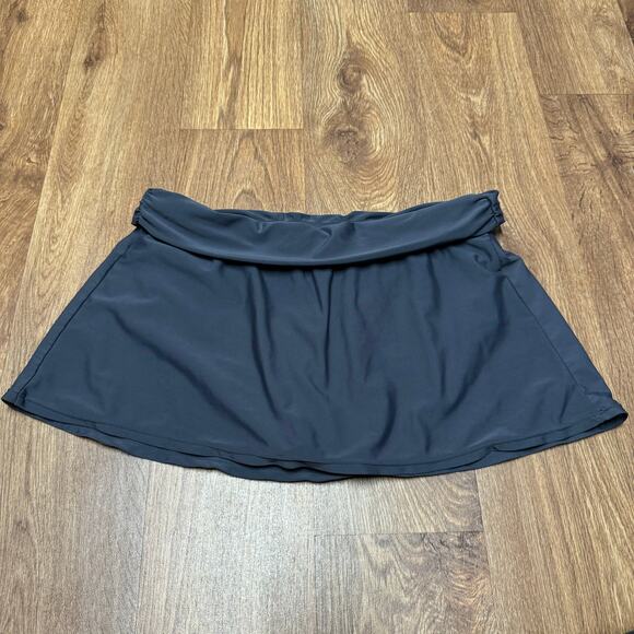 Athleta Womens Charcoal Gray Shirred Swim Skirt Attached Brief Size Small - Picture 1 of 7